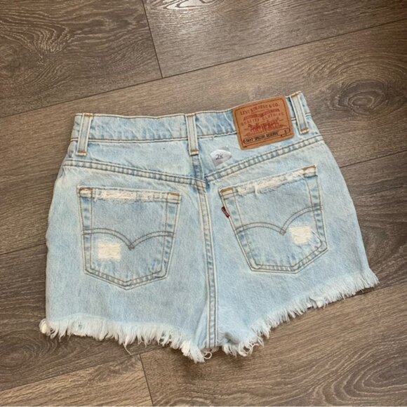 Levi's Thrasher Jorts Jean Shorts Denim Distressed Cutoffs 12th tribe light wash - Picture 12 of 15